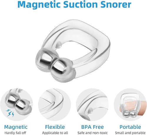 Anti Snoring Nose Clips for Men & Women - Magnetic Snore Stopper for Better Sleep – Soft Silicone Nasal Device - Reusable Snoring Solution (6 Pack)
