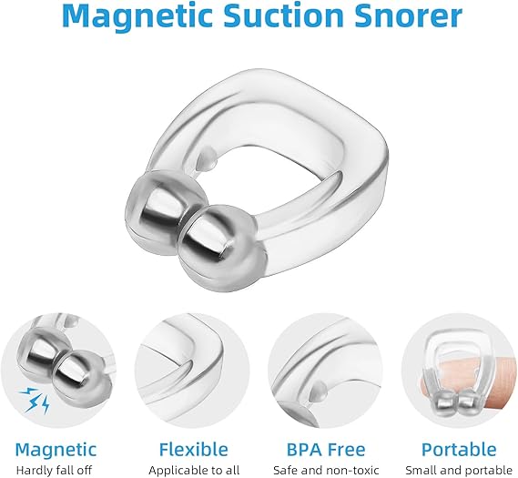 Anti Snoring Nose Clips for Men & Women - Magnetic Snore Stopper for Better Sleep – Soft Silicone Nasal Device - Reusable Snoring Solution (6 Pack)
