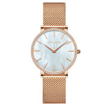 Full Stainless Steel Shell Chain Women's Diamond Shell Surface Quartz Watch 8