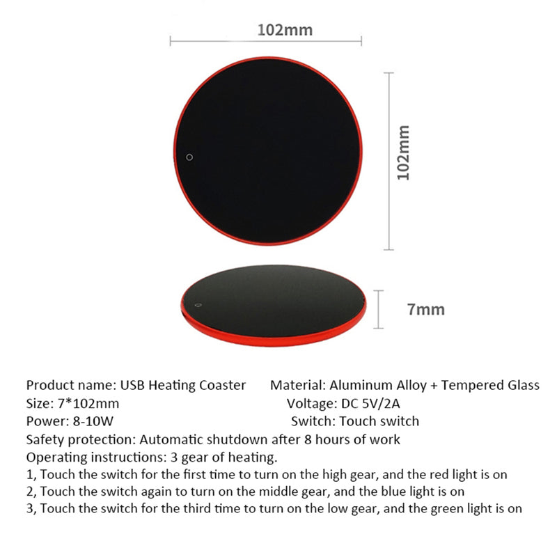 USB Coffee Mug Cup Warmer Milk Tea Water Cup Heating Electric Touch Pad Temperature Adjustable Hot Tea Maker Heater Warmer 3