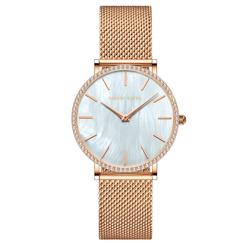 Full Stainless Steel Shell Chain Women's Diamond Shell Surface Quartz Watch 4