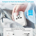 Universal Travel Adapter, International Travel Plug Adapter with 2 USB-C(PD 20W) ＆ 1 USB-A Ports, All in One Portable Adaptor, for USA, UK, EU, AU ＆ 224+ Countries (White) US 7