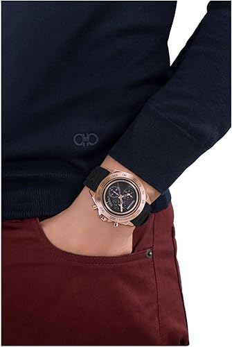 Ferragamo Urban Chrono Collection Luxury Mens Watch Timepieces with a Black Strap and Dial Featuring a Rose Gold Case 4