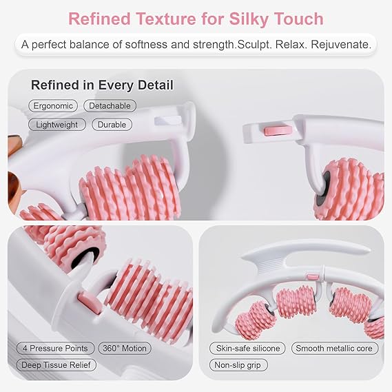 Cellulite Massage Roller, Cellulite Roller for Legs & Body, Handheld Muscle and Fascia Massager for Arms Waist Stomach, Anti Cellulite Massager Stick for Relaxation 4