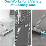 Floor Scrub Brush with Long Handle Length Adjustable, 3 in 1 Heavy-Duty Stiff 90° Bristle Floor Scrubber Broom with Squeegee, Cleaning Brush for Bathroom, Garage, Kitchen, Tile, Deck & Patio 9