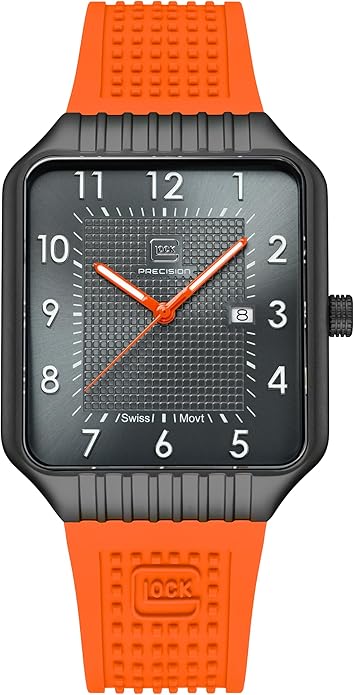 GLOCK Men's Quartz Watch | 48x38mm case | Wristwatch with Steel case and Date Display | Men's Watch with Swiss Super-LumiNova Pointers and Indices