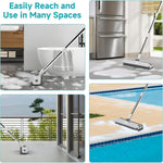 Floor Scrub Brush with Long Handle Length Adjustable, 3 in 1 Heavy-Duty Stiff 90° Bristle Floor Scrubber Broom with Squeegee, Cleaning Brush for Bathroom, Garage, Kitchen, Tile, Deck & Patio 13