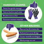 H HANDSON Pet Grooming Gloves - Patented #1 Ranked, Award Winning Shedding, Bathing, & Hair Remover Gloves - Gentle Brush for Cats, Dogs, and Horses (Purple, Medium) 6