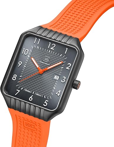 GLOCK Men's Quartz Watch | 48x38mm case | Wristwatch with Steel case and Date Display | Men's Watch with Swiss Super-LumiNova Pointers and Indices