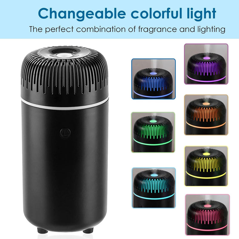 Car Diffuser Humidifier USB Aromatherapy Essential Oil Air Freshener USB Cool Mist Mini Portable Diffuser for Car Home Office Bedroom (Black) 4