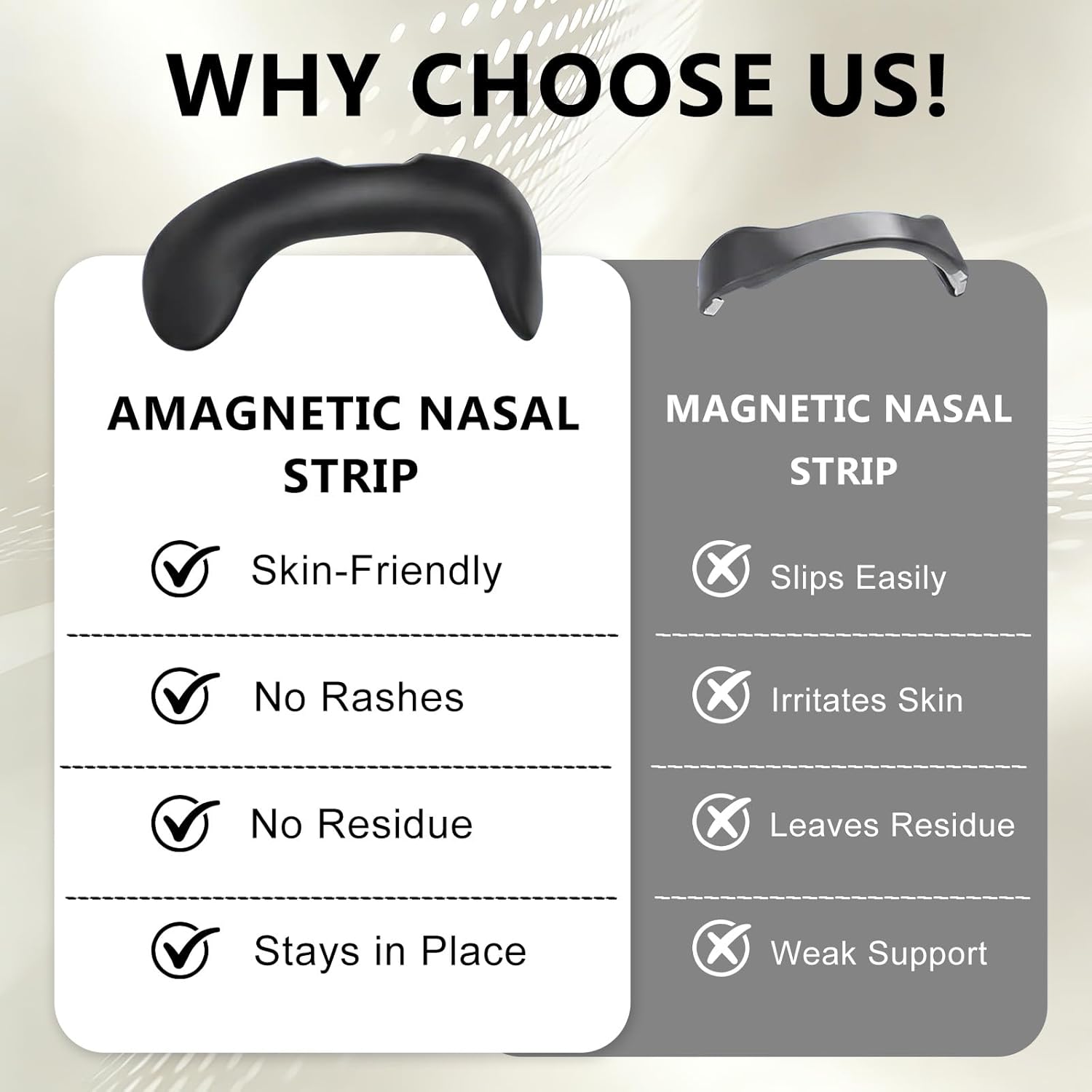 Reusable Amagnetic Nose Strips for Breathing & Snoring, Premium External Nasal Dilators, Upgraded Design Over Traditional Nose Strips, Effective Nasal Congestion Relief Anti Snoring Devices
