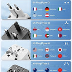 Universal Travel Adapter, International Travel Plug Adapter with 2 USB-C(PD 20W) ＆ 1 USB-A Ports, All in One Portable Adaptor, for USA, UK, EU, AU ＆ 224+ Countries (White) US 6