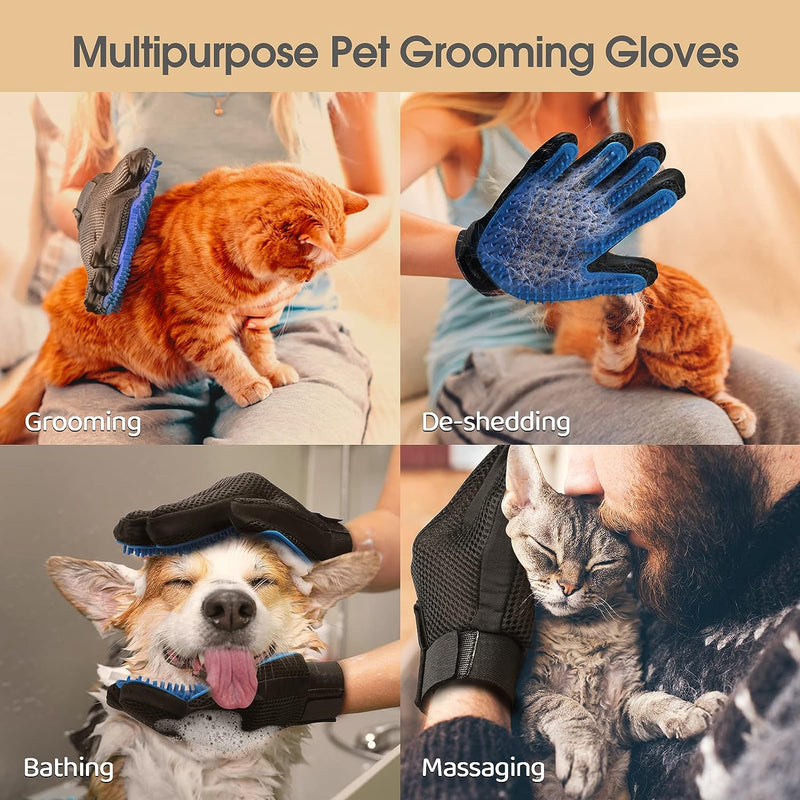 Upgrade Pet Grooming Gloves Cat Brushes For Gentle Shedding  Efficient Pets Hair Remover Mittens Dog Washing Gloves For Long And Short Hair Dogs Cats  Horse 3