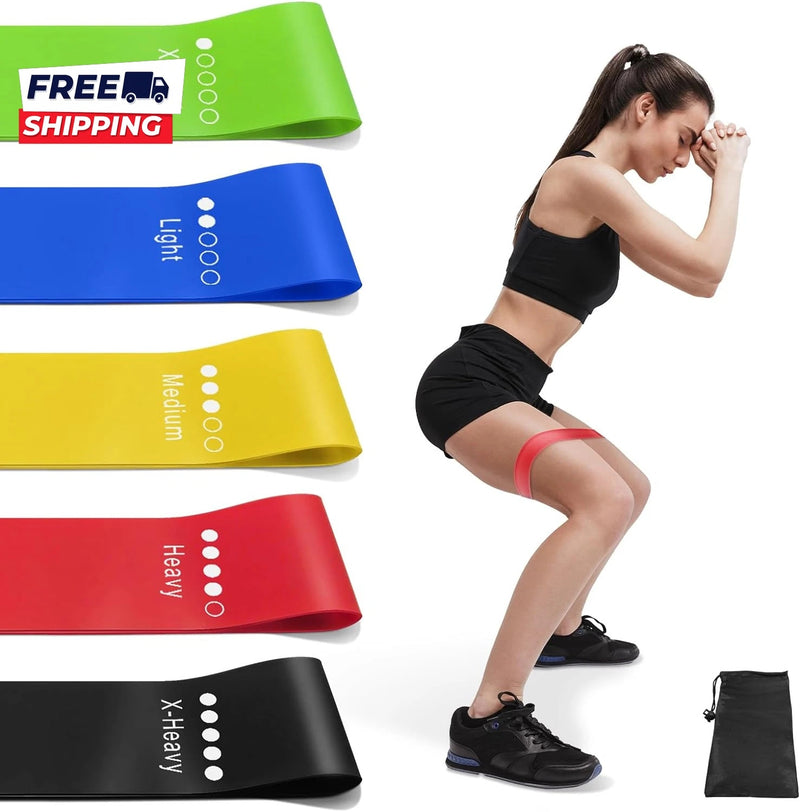 Resistance Bands Loop Set Of 5 Exercise Strength Workout Fitness Yoga Booty Band Training 3