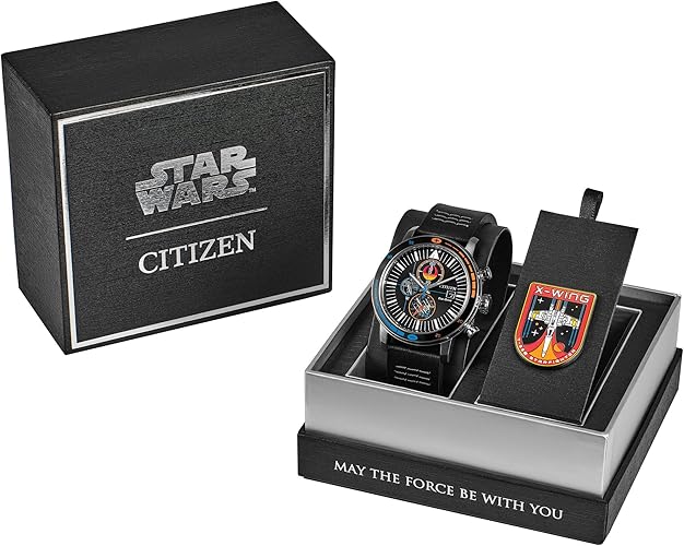Citizen Men's Eco-Drive Rebel Starfighter Boxed Set, Stainless Steel Case, Black Leather Strap (Model: CA0870-43W)