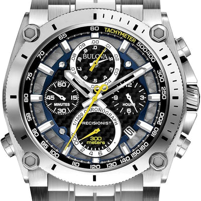 Bulova Men's Icon High Precision Quartz Chronograph Watch, Curved Mineral Crystal