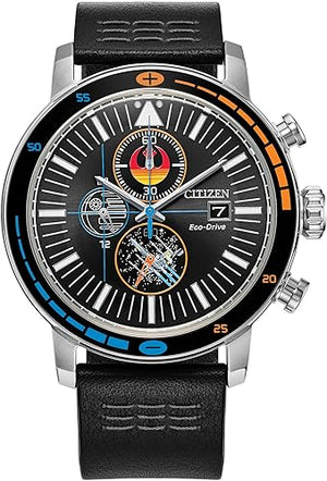 Citizen Men's Eco-Drive Rebel Starfighter Boxed Set, Stainless Steel Case, Black Leather Strap (Model: CA0870-43W)