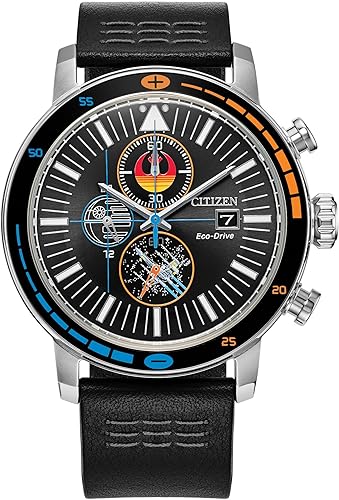 Citizen Men's Eco-Drive Rebel Starfighter Boxed Set, Stainless Steel Case, Black Leather Strap (Model: CA0870-43W) 1