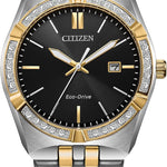 Citizen Men's Eco-Drive Corso Diamond Bezel Watch, Two-Tone Stainless Steel Bracelet Watch, 3 Hand, Date 1