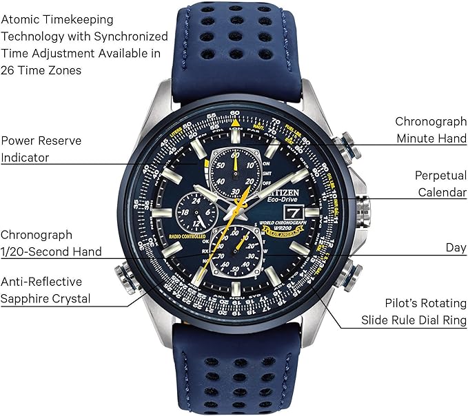 Citizen Men's Eco-Drive Sport Luxury World Chronograph Atomic Time Keeping Watch 7