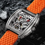 CIGA Design Skeleton Watch Z Series Titanium Automatic Mechanical Wristwatch Sapphire Tonneau Analog Men's Watches 3ATM Waterproof with Removable Silicone and Leather Strap Unisex Steampunk Gift 4