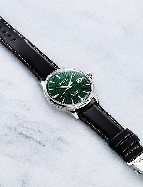 SEIKO Automatic Watch for Men - Presage Cocktail Time - Patterned with Golden Numerals and Date Calendar, 50m Water-Resistant