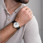Bulova Men's Classic Sutton 4-Hand Automatic Watch, 24-Hour Sub Dial, Open Aperture, Self-Winding, Exhibition Caseback, Double Curved Mineral Crystal, Luminous Hands, 42mm 7