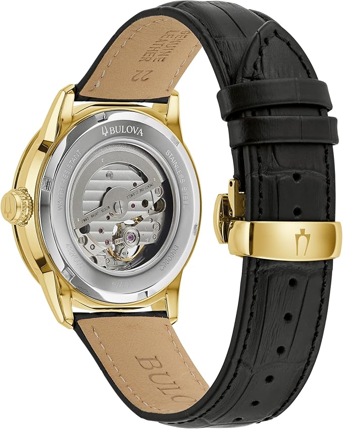 Bulova Men's Classic Sutton 4-Hand Automatic Watch, 24-Hour Sub Dial, Open Aperture, Self-Winding, Exhibition Caseback, Double Curved Mineral Crystal, Luminous Hands, 42mm 5