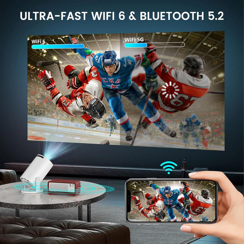 ENUOSUMA Super Mini Projector with WIFI 6 and Bluetooth, 4K 1080P Support Portable Projector, Built-in App, Android 11, 200 ANSI, Auto Keystone Correction, Video Projector for Laptop/PC/Smartphone(S) 6