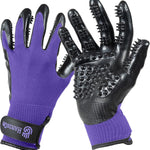 H HANDSON Pet Grooming Gloves - Patented #1 Ranked, Award Winning Shedding, Bathing, & Hair Remover Gloves - Gentle Brush for Cats, Dogs, and Horses (Purple, Medium) 1