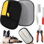 Pet Hair Removal Glove for Dogs & Cats – 4-in-1 Kit, Pet Grooming & Deshedding Glove, Electrostatic Pet Hair Remover Glove, Pet Hair Mitt Glove for Furniture, Couches & Clothing 1