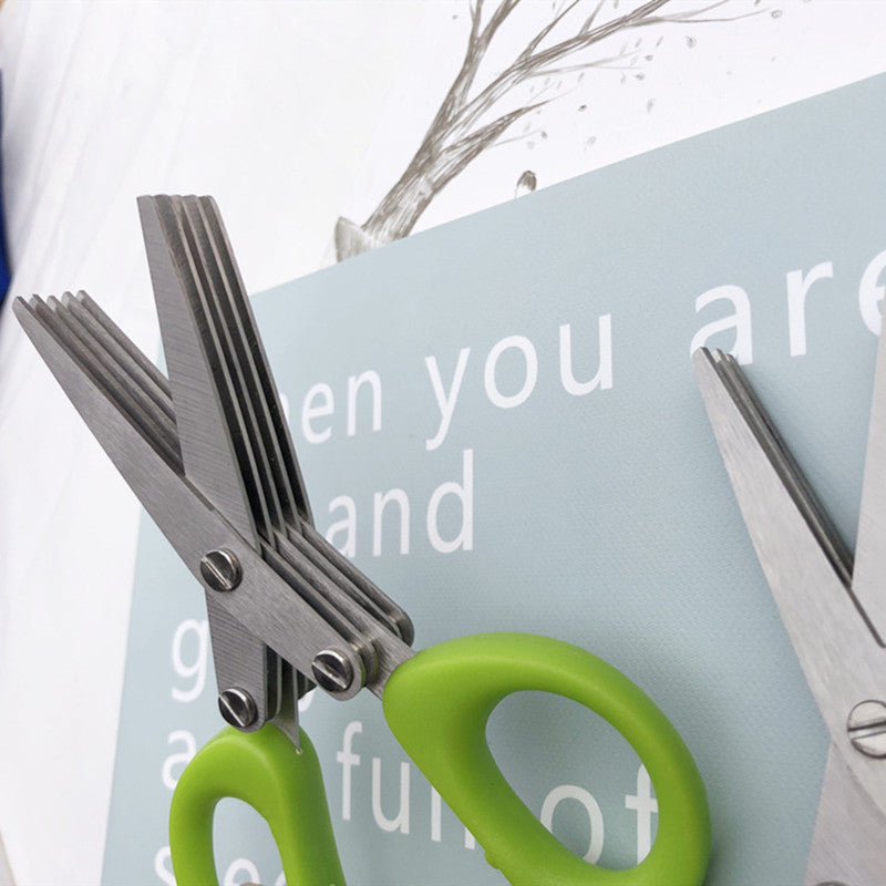 Multifunctional Multi-layer Green Onion Scissors Stainless Steel Onion Cutting Knife Herb Seaweed Spice Scissors Kitchen Scissor Kitchen Gadgets 10