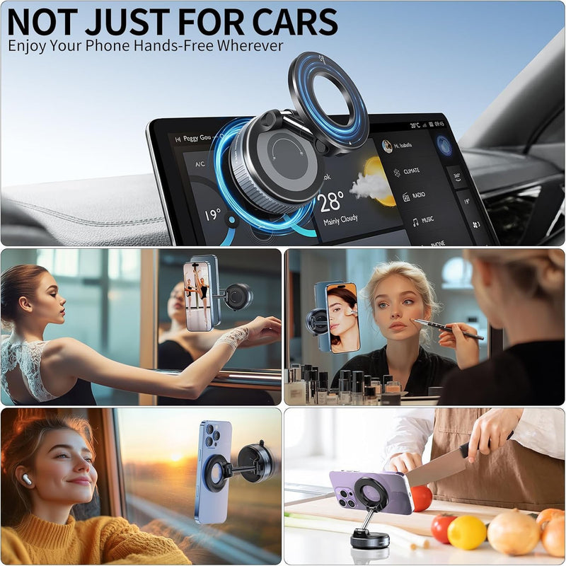 360 Foldable Vacuum Phone Holder Strong Magnetic Suction Cup Car Stand Car Mount 9