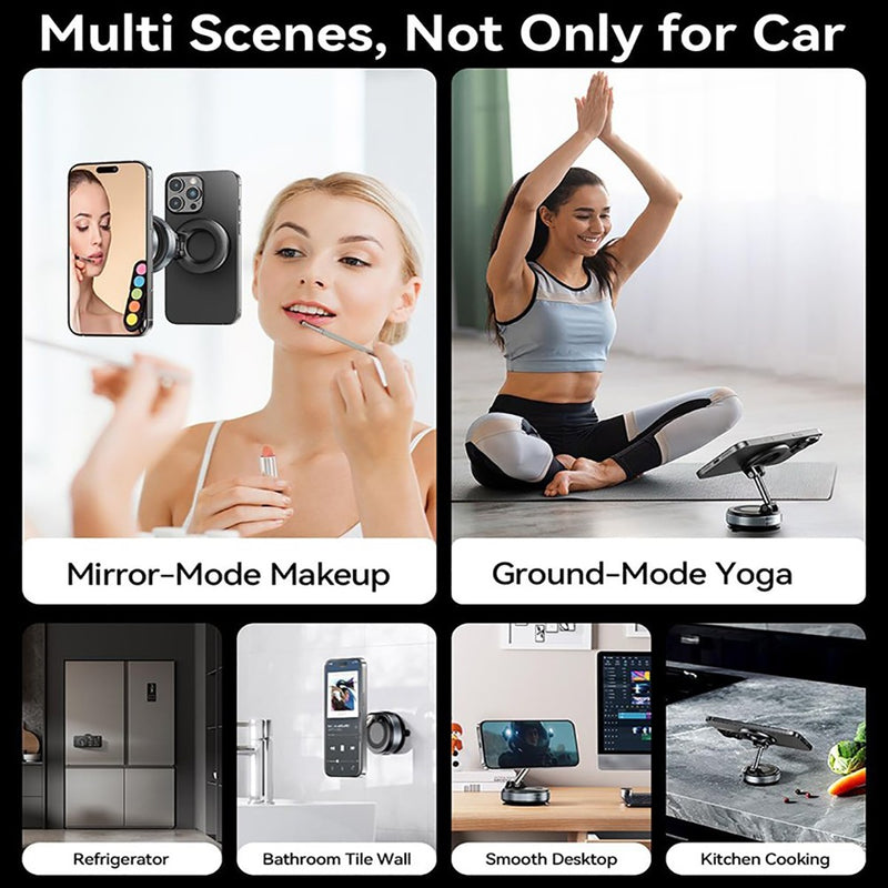 360 Foldable Vacuum Phone Holder Strong Magnetic Suction Cup Car Stand Car Mount 5