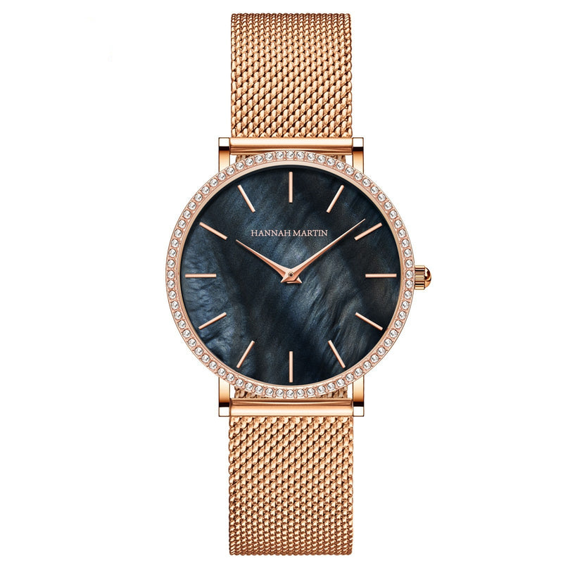 Full Stainless Steel Shell Chain Women's Diamond Shell Surface Quartz Watch 1