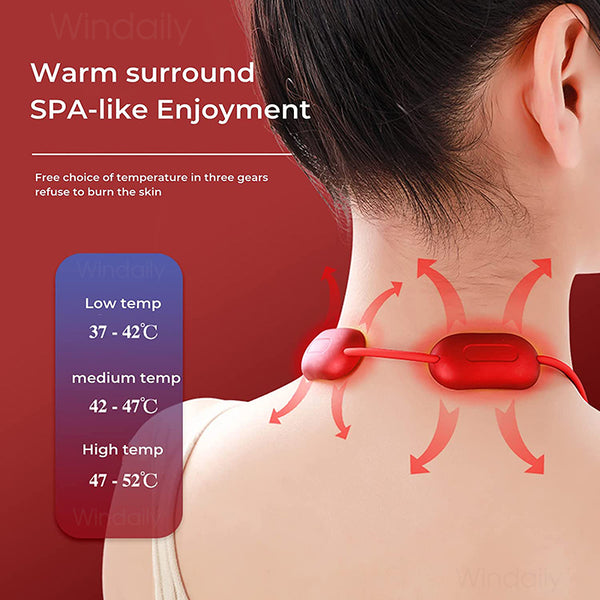 2024 Mini Portable Hanging Neck Massager With Heat Electric EMS TENS Pulse Hot Compress Smart Cervical Spine Massager Shoulder
