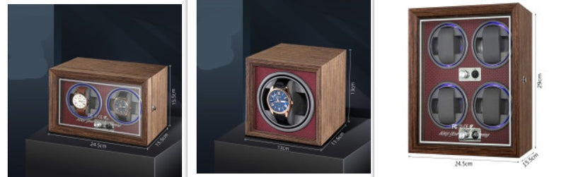 Vertical Solid Wood Leather Automatic Mechanical Watch  Winder Turn Storage Box 13