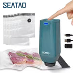 Reusable vacuum food storage bags with zipper, portable electric vacuum sealer pump, sous vide video bags, USB rechargeable, BPA free 11