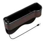 New car gap storage box with 2 USB chargers, colorful LED seat gap organizer, phone holder, cup and bottle holder 5