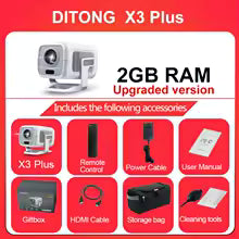 DITONG X3Plus HD Original Projector 1080P Support 4K WIFI6 BT5.4 Android Mini Portable LED Projector Home Theater Video Projector