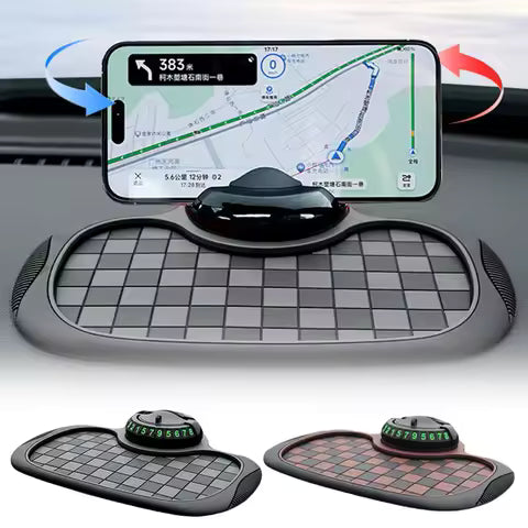 2 in 1 Anti-slip Dashboard Mat with Phone Mount, 360 Degree Rotating Car Phone Holder, Non-slip Adhesive Car Mat