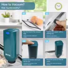 Reusable vacuum food storage bags with zipper, portable electric vacuum sealer pump, sous vide video bags, USB rechargeable, BPA free 7