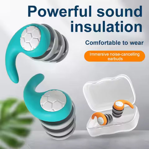 50dB Noise Cancelling Sleep Earplugs, Reusable Silicone Earplugs, Strong Sound Isolation, Multiple Sizes of Ear Covers, Unisex