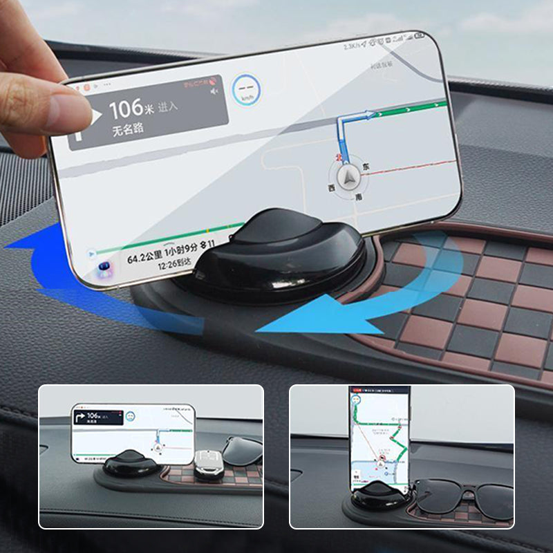 2 in 1 Anti-slip Dashboard Mat with Phone Mount, 360 Degree Rotating Car Phone Holder, Non-slip Adhesive Car Mat 9