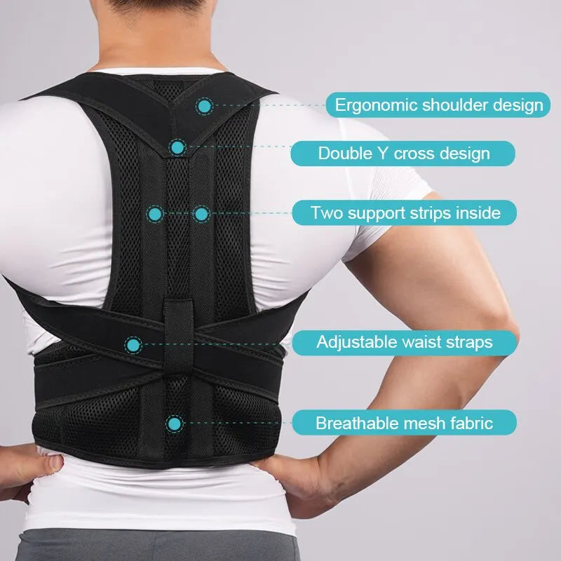Posture corrector, two-pronged upper and lower shoulder support belt for back pain relief, improved spine and clavicle posture, vest 14
