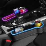 New car gap storage box with 2 USB chargers, colorful LED seat gap organizer, phone holder, cup and bottle holder 14