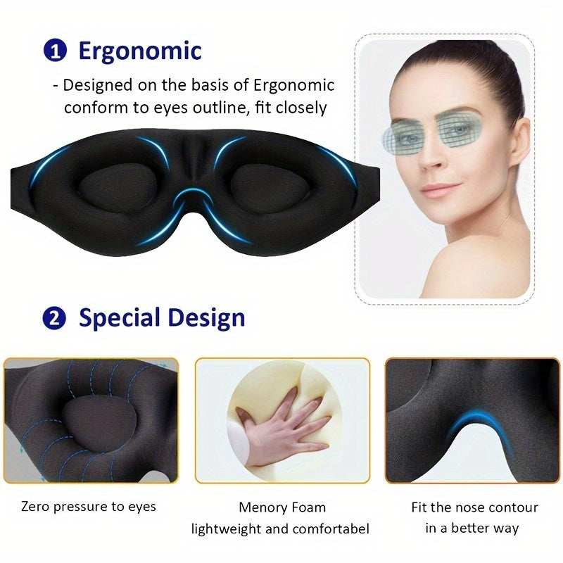 3D Contour Cup Sleep Mask with Noise-Canceling Earplugs, Night Face Mask that Blocks Light, Soft and Comfortable, Comfortable 9