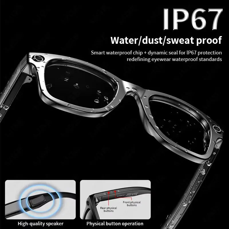 AI Smart Glasses with 8MP Camera Video Recording 100+ Language Translation Sunglasses Bluetooth Call Music Playing Men Women 15