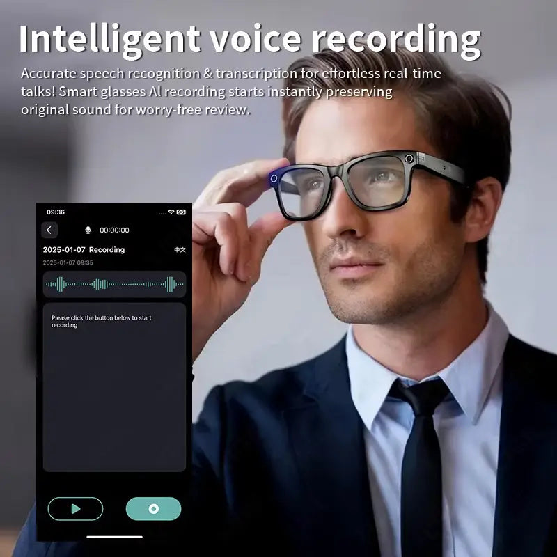 AI Smart Glasses with 8MP Camera Video Recording 100+ Language Translation Sunglasses Bluetooth Call Music Playing Men Women 16