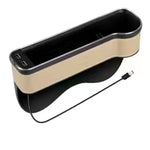 New car gap storage box with 2 USB chargers, colorful LED seat gap organizer, phone holder, cup and bottle holder 6